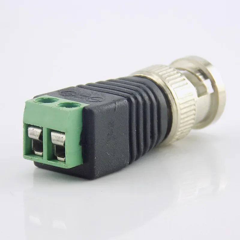 ESCAM 2x Coax CAT5 BNC Male Connector Plug DC Adapter Balun Connector for CCTV Camera Security System Surveillance Accessories Qme