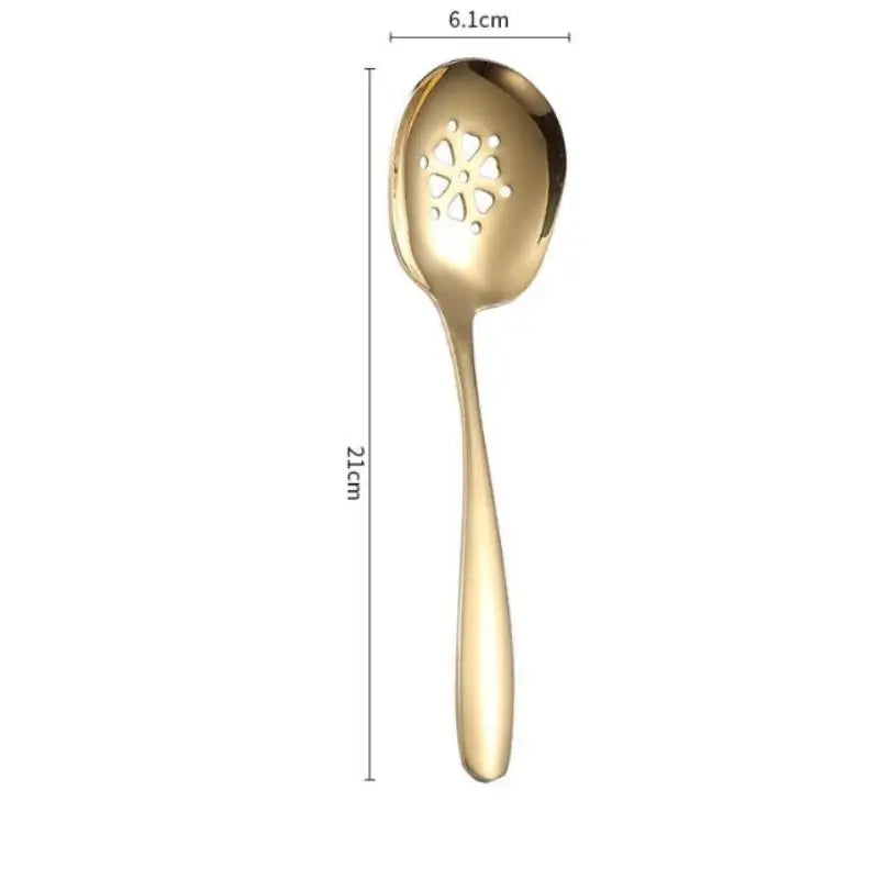 Household Public Serving Spoon Stainless Steel Soup Colander Spoon For Ice Cream Dinner Spoons Rice Salad Kitchen Tableware Qme Gold slotted spoon