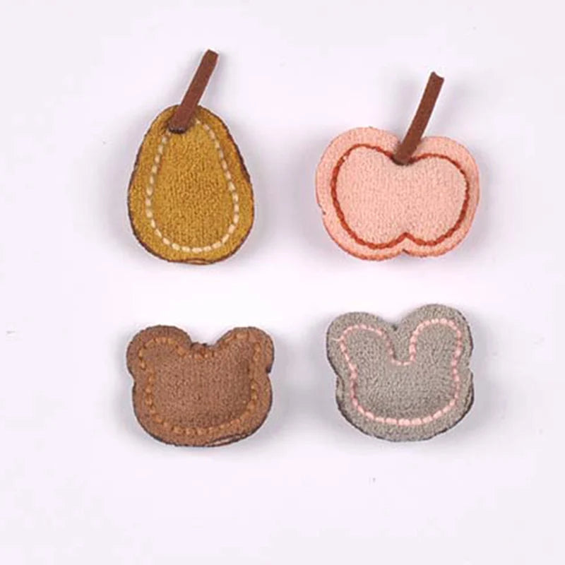 4pcs 22-36mm Cute Felt Fruit Animal Appliques, Hand Sewn Pear,Apple,Bear Patch DIY Hair Accessories Crafts No Glue cp3858 Qme 22-36mm-mix