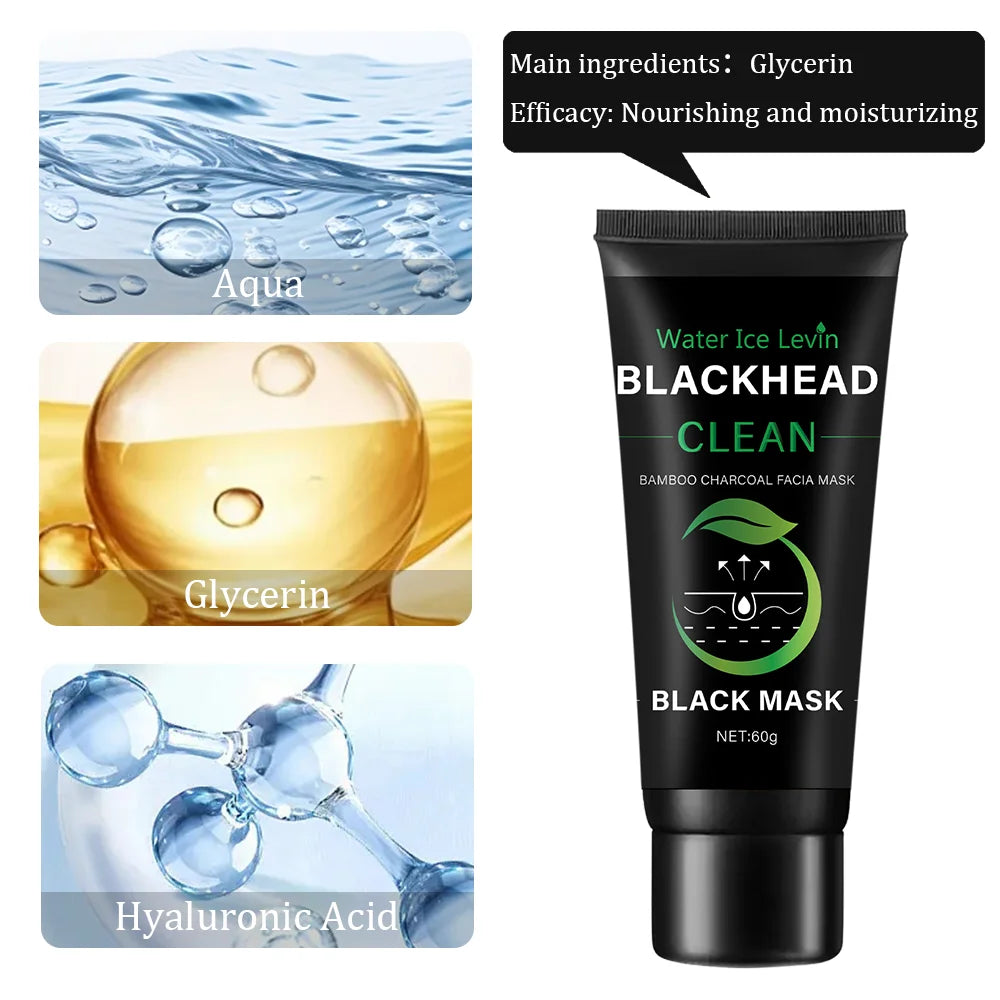 Bamboo Charcoal Fiber Mask Blackhead Removal Deep Mask Deep Cleansing Cleansing Exfoliating Mask Treatment Black Mask Qme