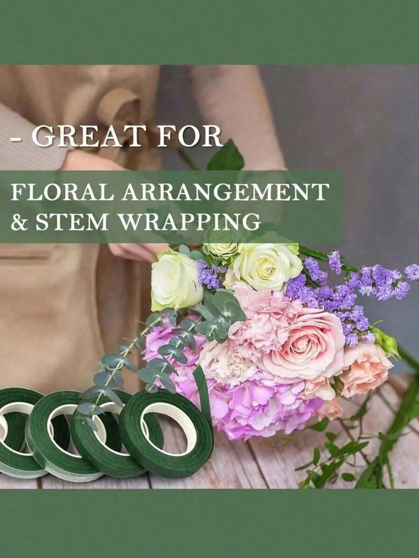 1 3 5 Rolls Green Floral Tape DIY Wedding Bouquet Stem Wrapping Qme
