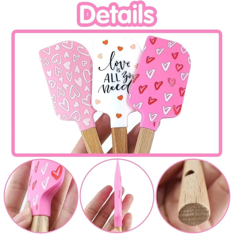 Silicone Spatula Wooden Handles Food Grade Non-stick Cooking Baking Qme