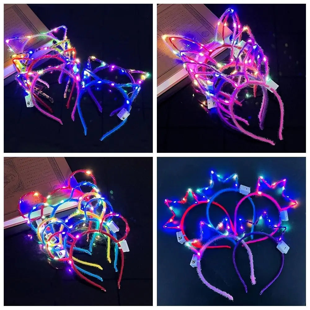 Luminous Hair Hoop LED Rabbit Ears Headband Concert Support Qme