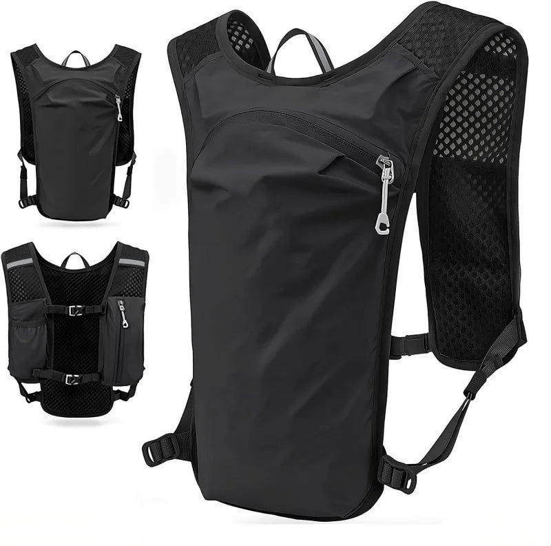 Cycling Running Hiking Backpack Breathable Bicycle Trail Marathon Qme black color