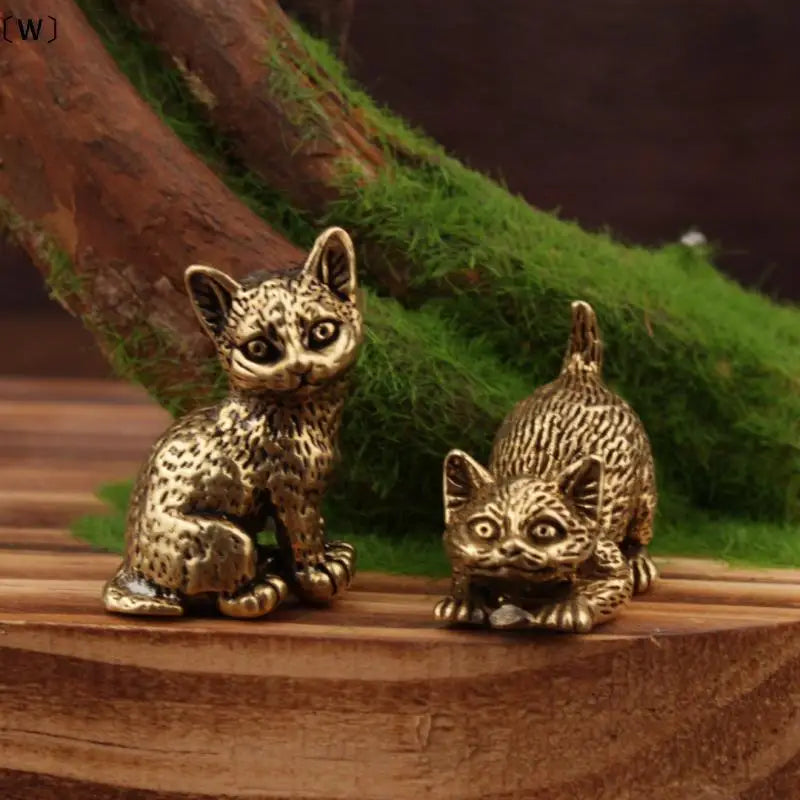Vintage Brass Cat Ornaments Office Desktop Decoration Ornaments Cat Tea Pets Metal Cat Ornaments Handicrafts HomeDecor Wholesale Qme