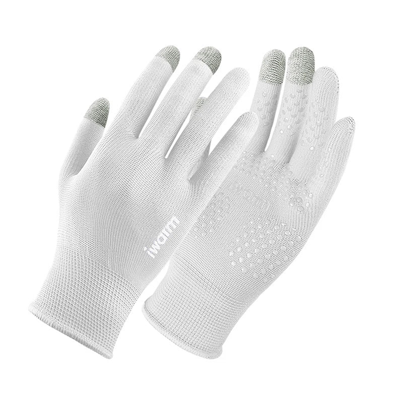 1Pair Anti-ultraviolet Outdoor Sports Running Glove Warm Touch Screen Qme white-women