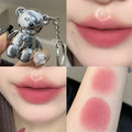 Art Value Velvet Matte Lip Mud Keychain Design Cute Bear Liquid Lipstick Velvet Sexy Red Lip Gloss Lasting Lip Glaze Tint Makeup Qme 05