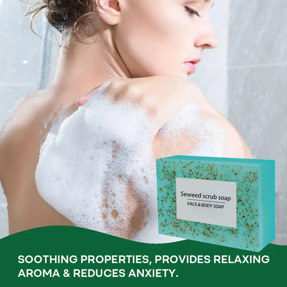 Scrub Soap Bars Men Women Seaweed Particle Cleaning Polishing Qme