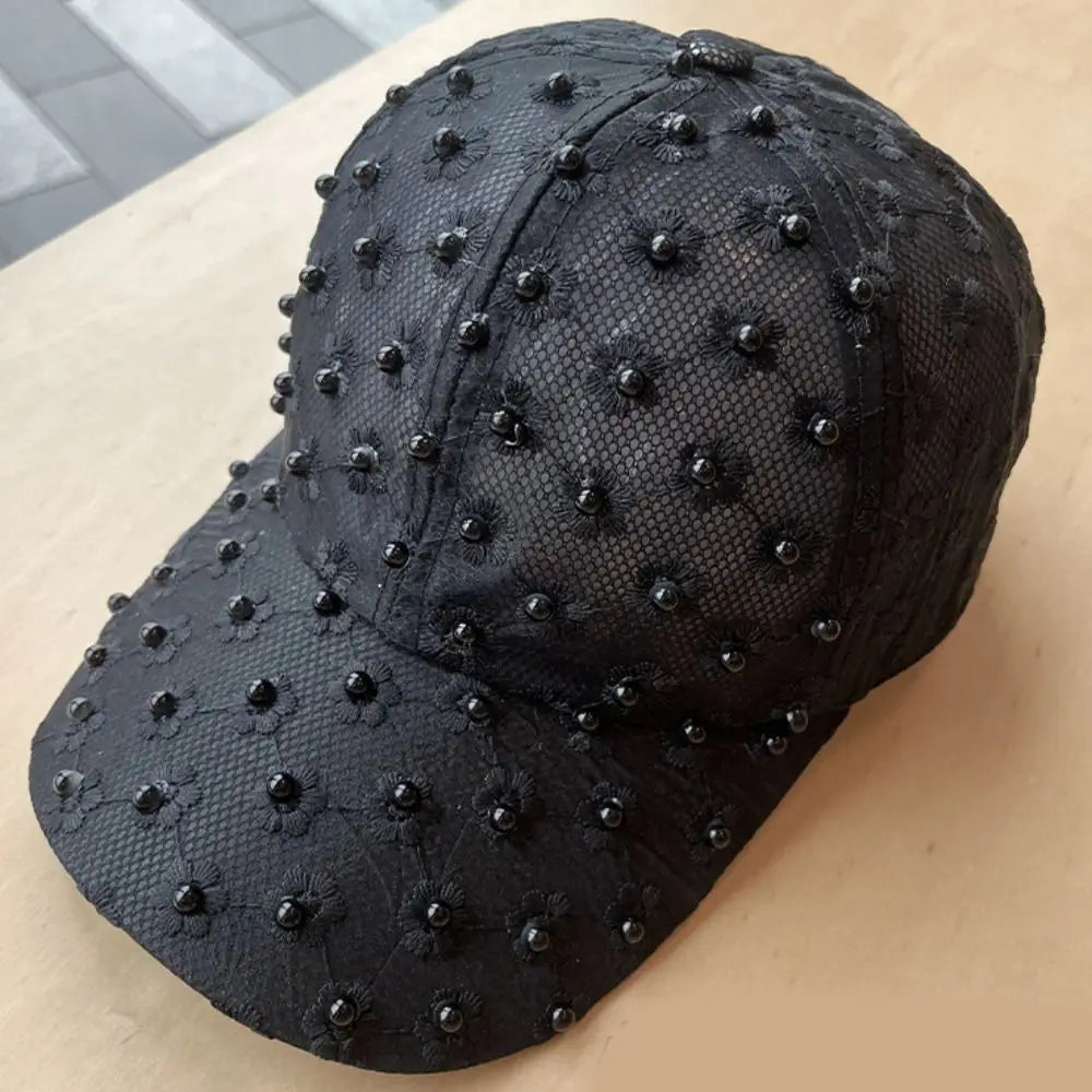 Embroidery Lace Baseball Cap Adjustable Sunscreen Embroidered Flower Qme
