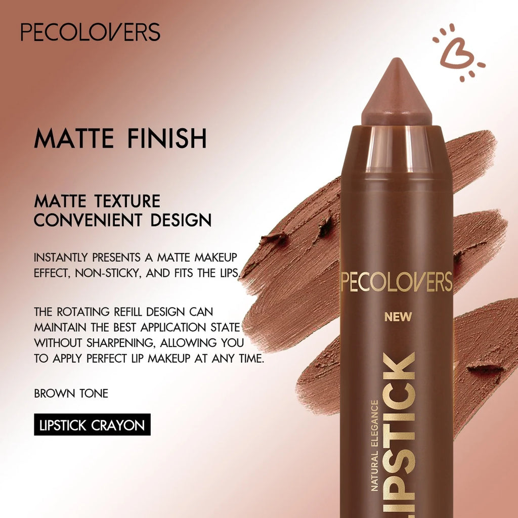 Multi-color Matte Lipstick Crayon Long-lasting Natural Effect Brown Qme