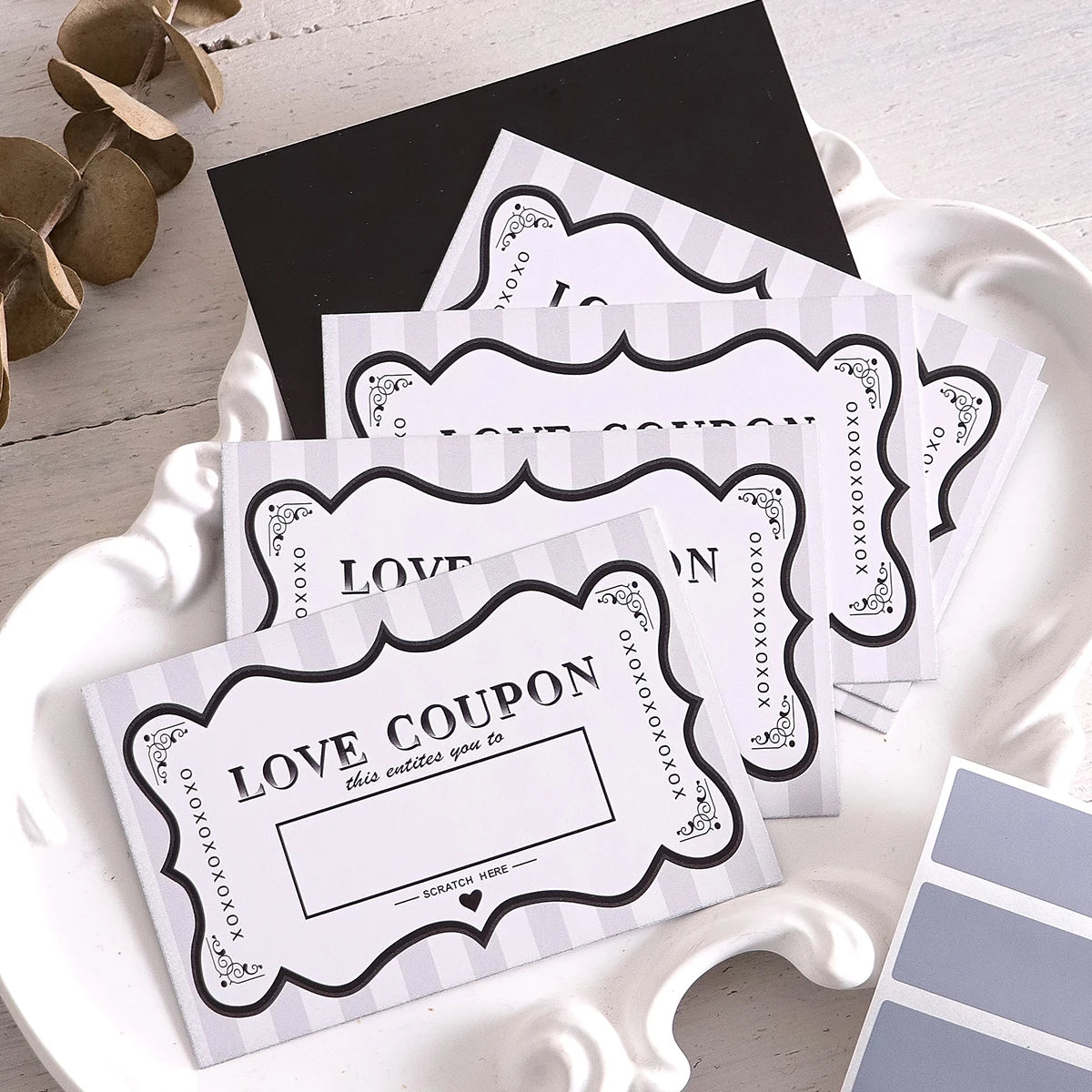 10Pcs/20Pcs Scratch Off Love Coupons, DIY Valentine's Day Love Coupons, DIY Romantic Scratch Off Couple Date Ideas, Night Cards, Qme 10pcs-black