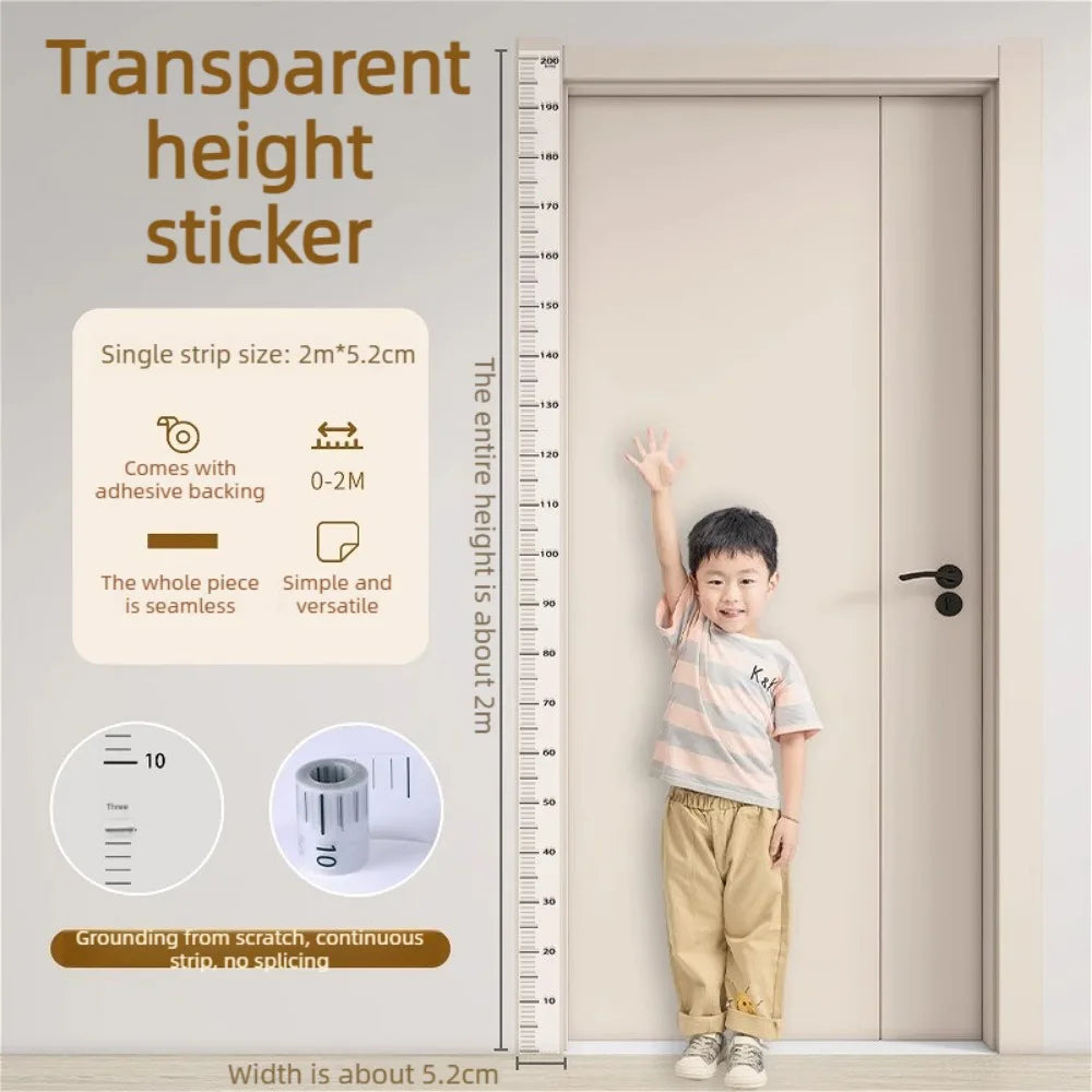 2m Writable PVC Wall Height Measuring Sticker Removable Self Adhesive Decor For Household Space Body Height Recording Qme Transparent 3 PCS