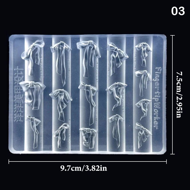 3D DIY Manicure Art Mould Tools Bowknot Silicone Nail Mold Mixed Qme 3