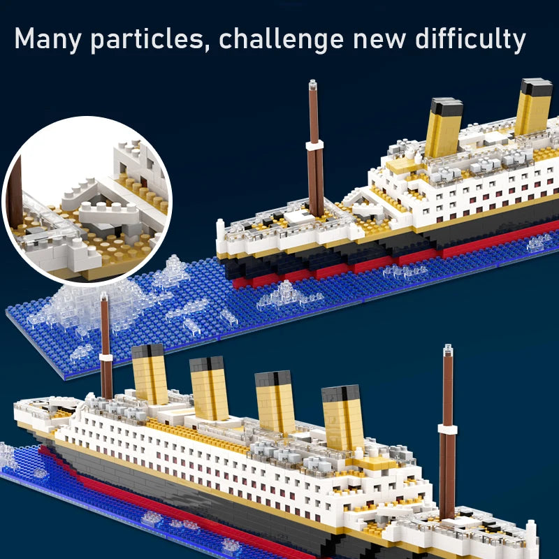 Small Particle Building Block Assembly Toy Titanic Giant Boy Girl Puzzle Cruise Ship Brick Model Kit Desltop Birthday Gift Child Qme
