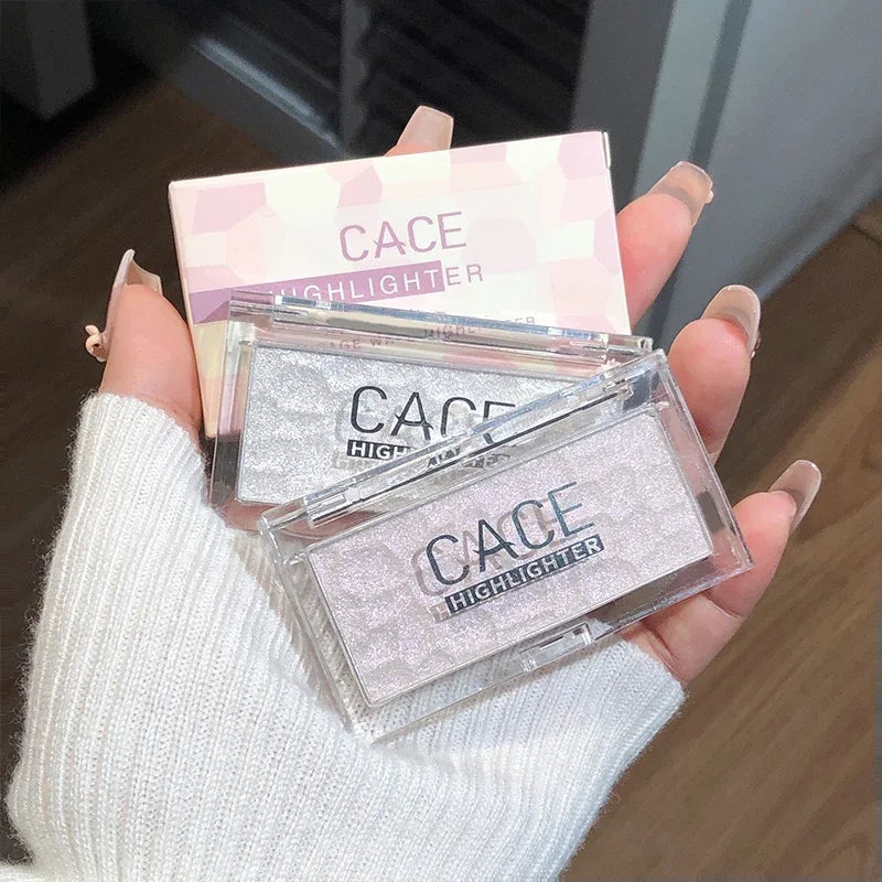 Champagne Gold Wave Highlighter Palette Monochrome Pink Glitter Rouge Powder Natural Three-dimensional Brighten Face Contouring Qme