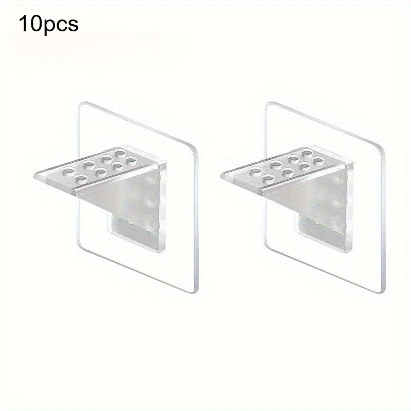 Punch Free Clear Acrylic Shelf Support Brackets, Adhesive Layer Board Holders for Wardrobe Cabinet Qme 10pcs 2.76inch