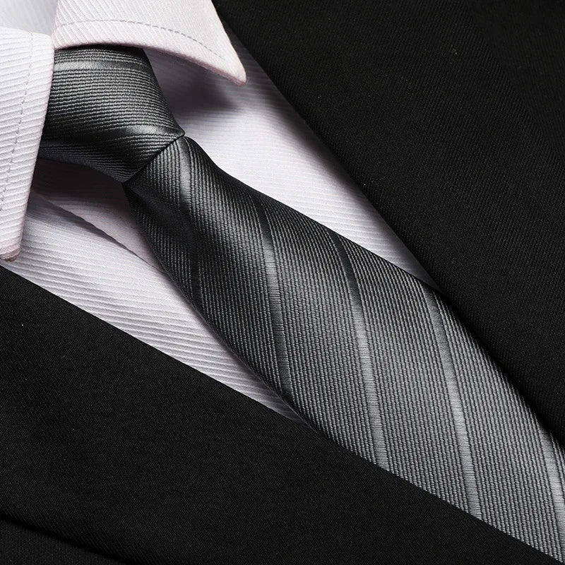 Men's Elegant Thin Solid Necktie Black Zipper Tie Formal Casual Wear Qme RT9
