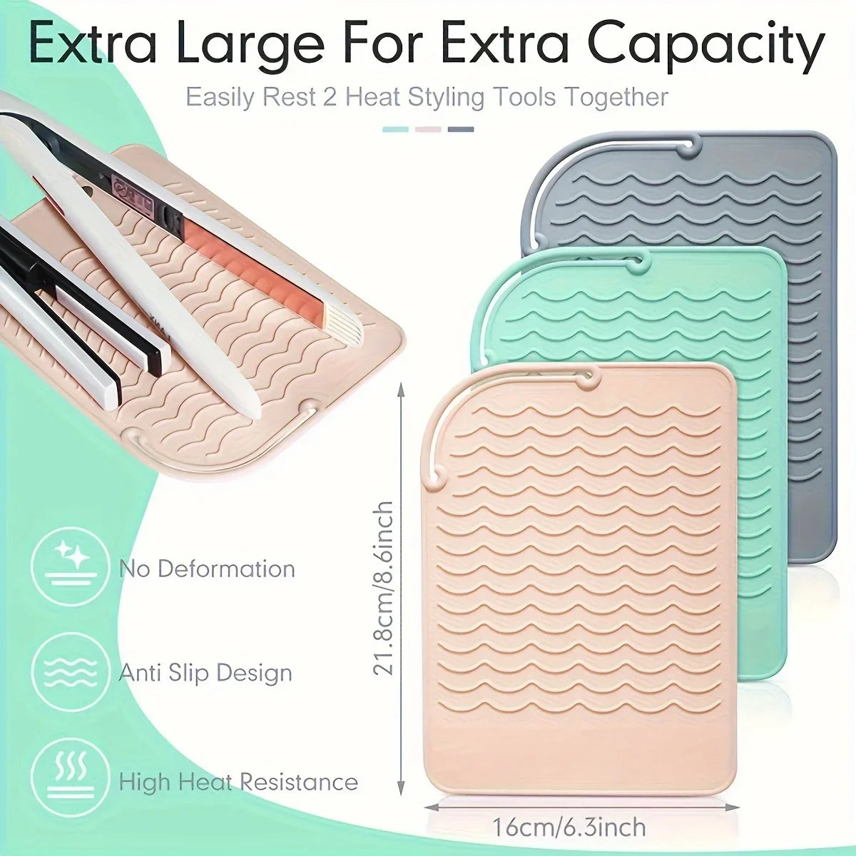1PC Silicone Heat Resistant Mat For Hair Styling Tools, Pad For Curling lrons And Straighteners, Portable Styling Heat Mat Qme