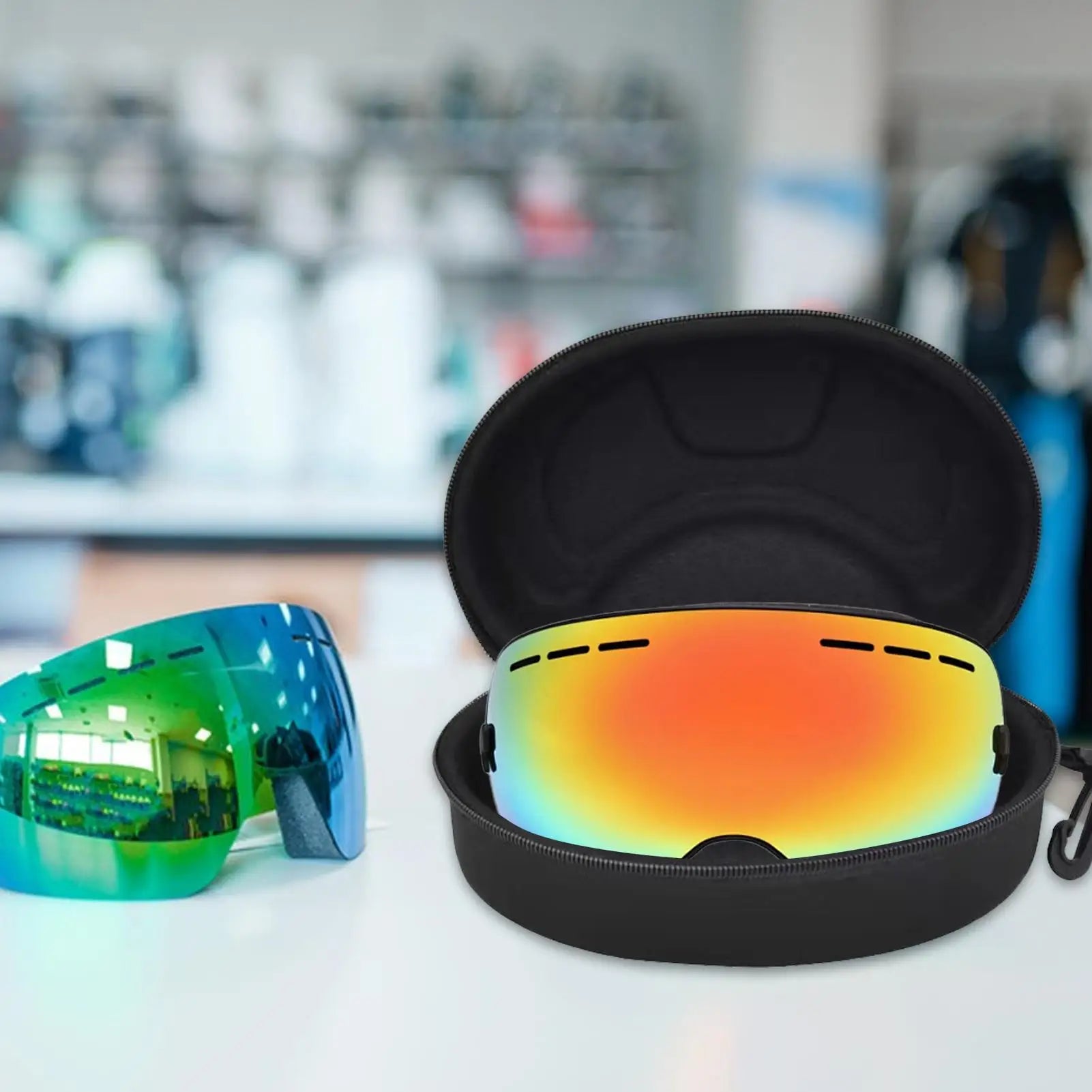 Snow Goggles Case Winter Skiing Snowboard Goggles Box Snow Swim Goggles Storage Water Resistant Shockproof Shell Safety Zippered Qme
