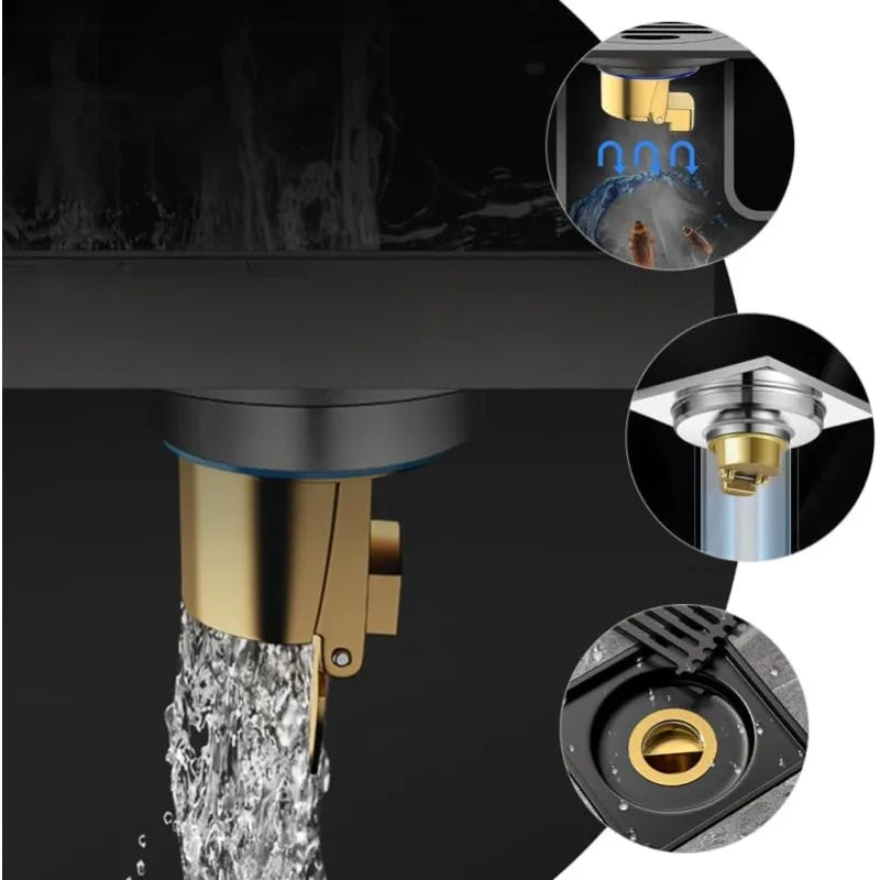 Shower Floor Drain Backflow Prevention Magnetic Suspension One-Way Drain Valve Floor Drain Inserted Drain Plug Brass Quick Qme