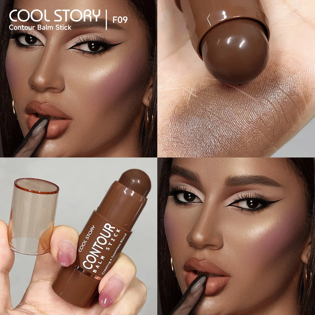 Face Contour Blam Stick Chocolate Brown Bronzer Shadow Stick Waterproof Long Lasting Facial Outline Shaping V-Line Make Up Qme
