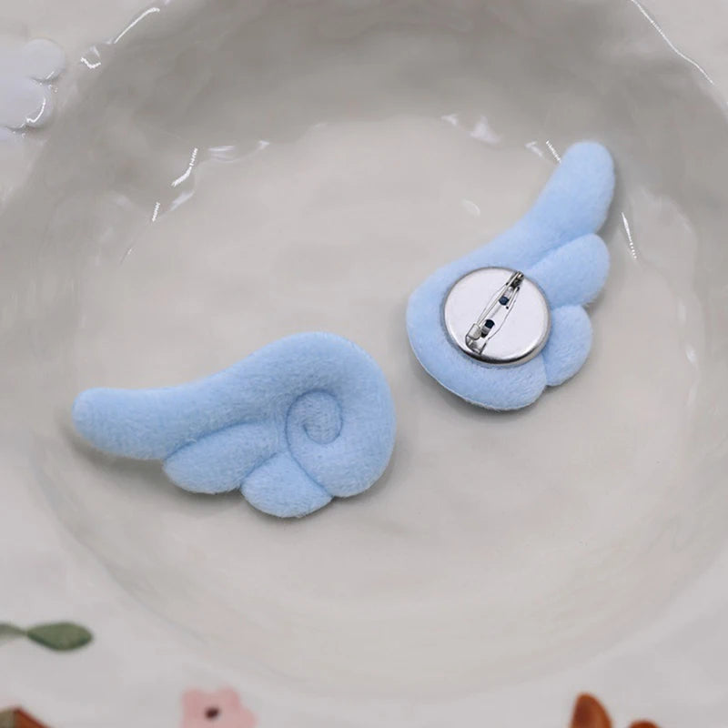 1 Pair Angel Wings Brooch Japanese Sweet Y2K Plush Bag Hat Clothes Qme A3