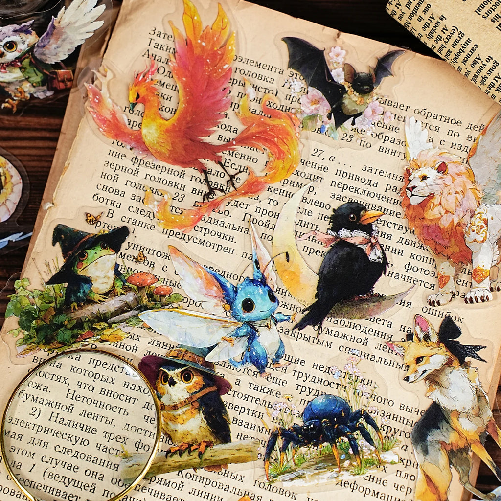 15 Sheets Magic Theme PET Stickers for DIY Craft Scrapbooking Guitar Phone Case Notebook Decoration Qme