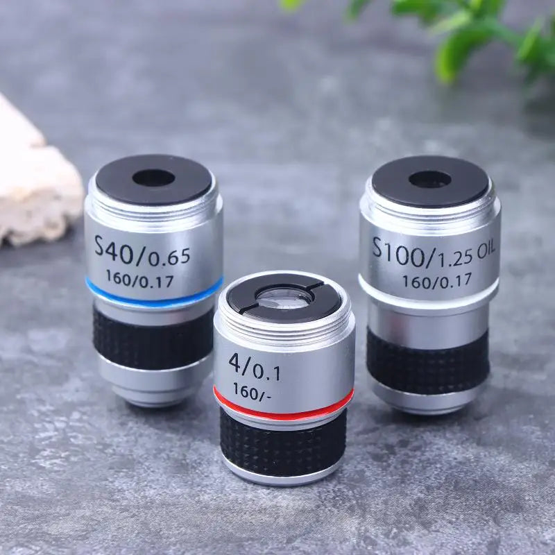 1PC 185 4X 40X 100X Biological Microscope Achromatic Objective Lens Microscope Lens Adapters Compact Objective Lens Durable. Qme