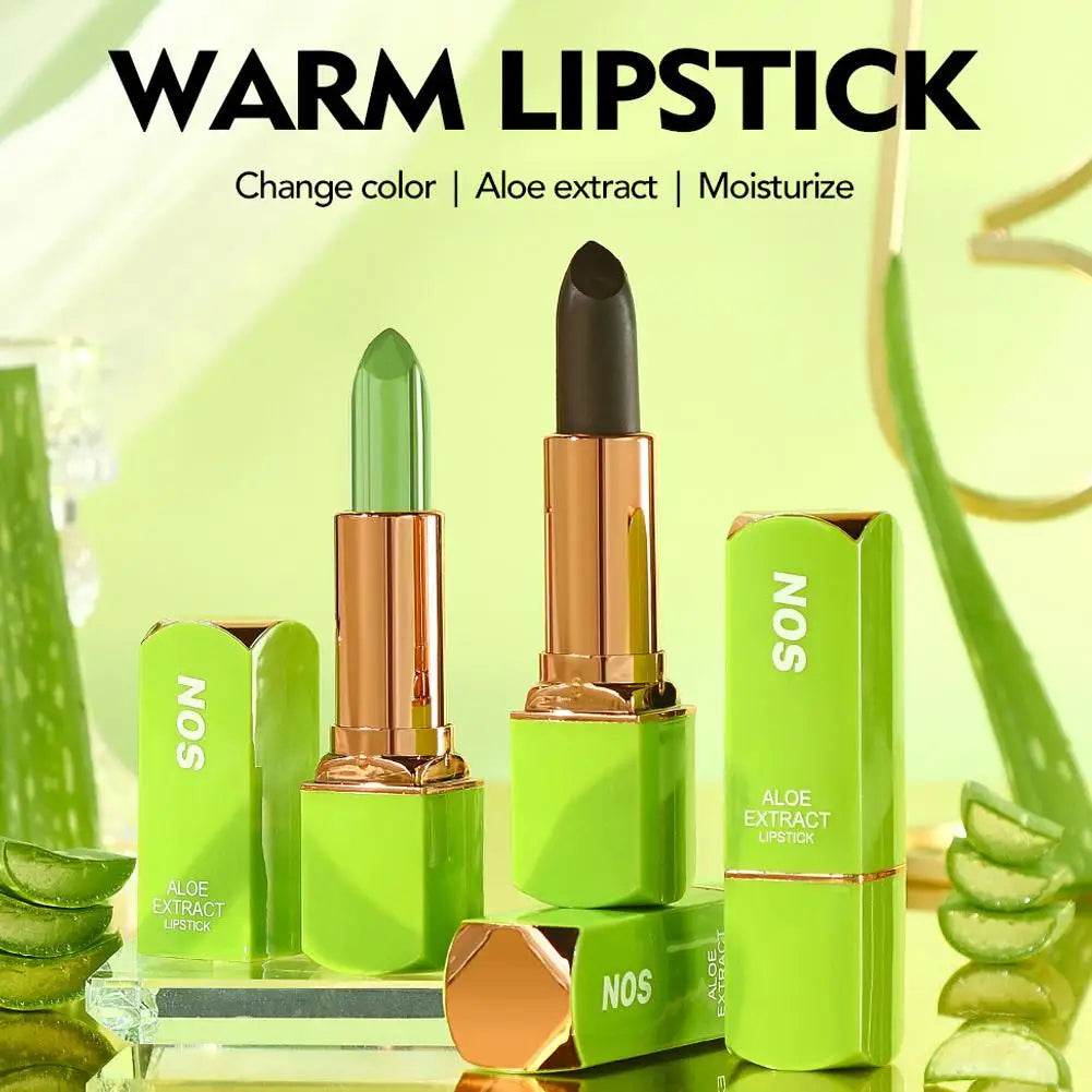 Moisturizing Aloe Vera Tricolor Lip Balm Warm Changing Lipstick Qme