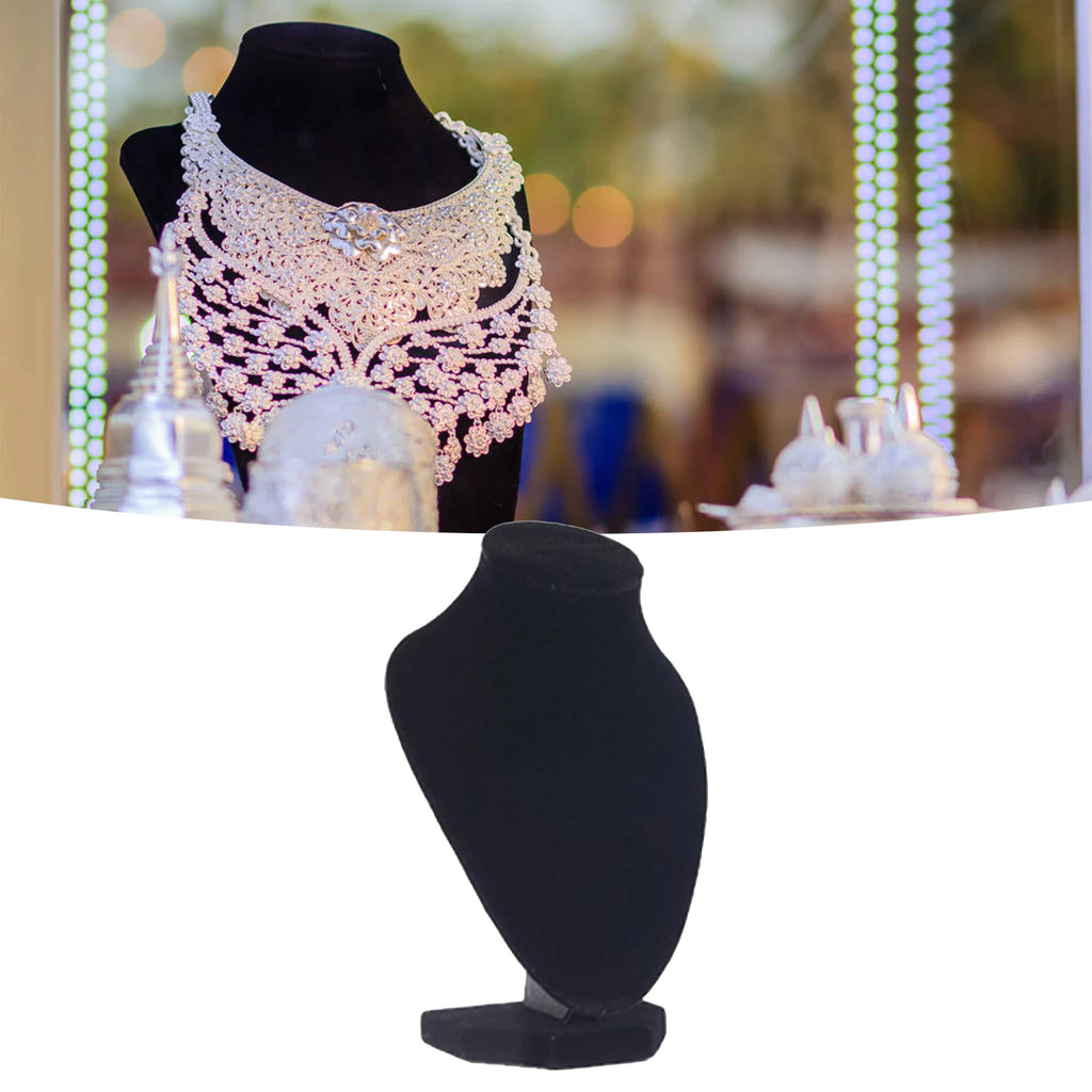 Necklace Mannequin Bust Elegant Fashionable Portable Wooden Black Lint Necklace Display Holder for Jeweler for Home Qme