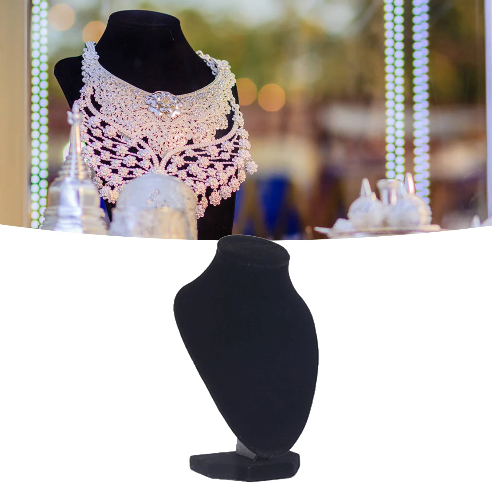 Necklace Mannequin Bust Elegant Fashionable Portable Wooden Black Lint Necklace Display Holder for Jeweler for Home Qme