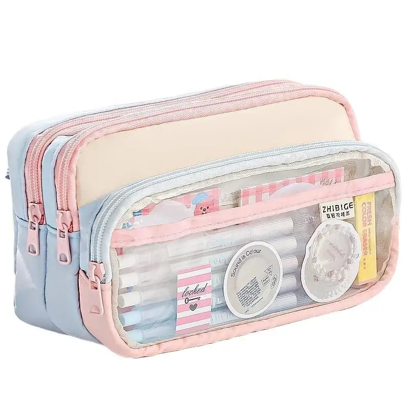 Block Transparent Large Capacity Creative Stationery Bag Qme
