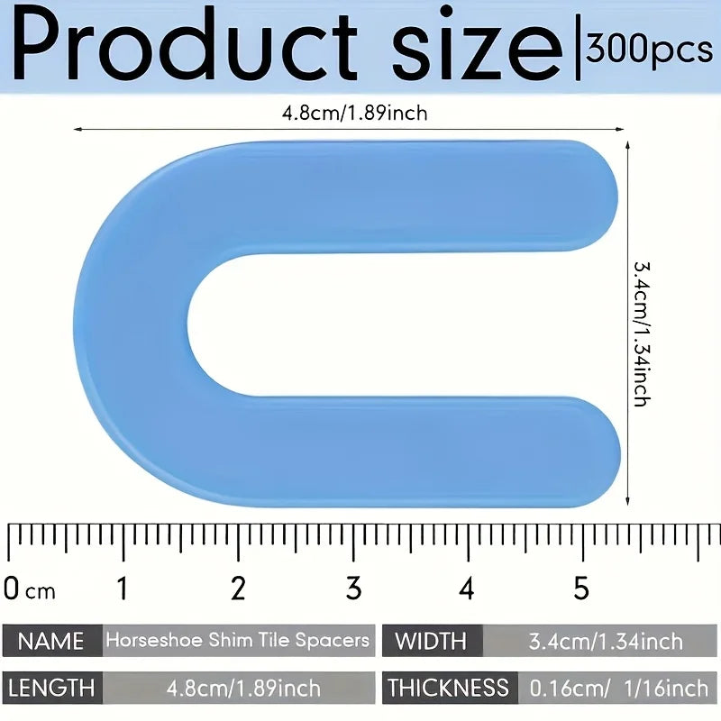 100Pcs blue U-shaped plastic horseshoe tile leveling washer, ideal for DIY and professional paving projects Qme