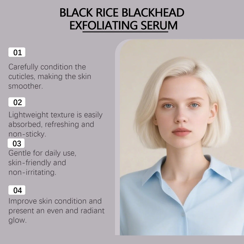 Black & White Rice Exfoliating Serum Set BHA Niacinamide Pore Minimizing & Brightening Blackhead Whitehead Remover Skincare Set Qme