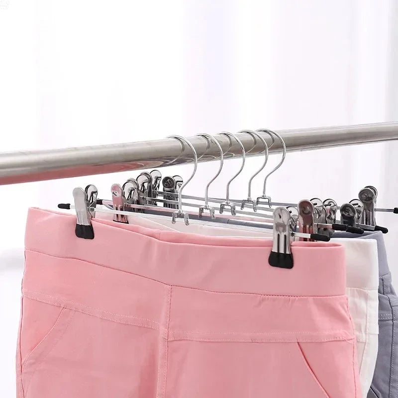 5pcs Metal Windproof Hanger for Clothes Home Pants Coat Non-slip Drying Hangers with Adjustable Clips Closets Storage Racks ﻿ Qme
