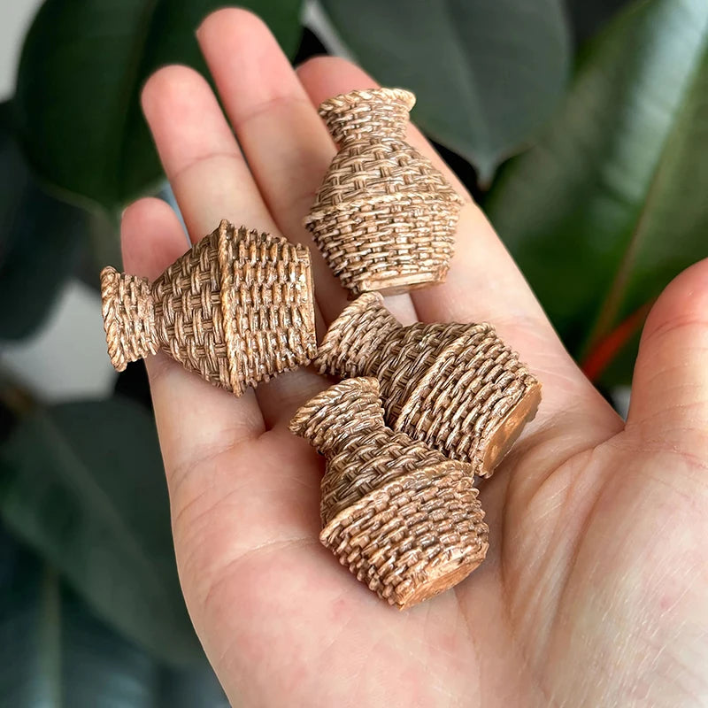 Miniature Woven Basket Model House Accessories Willow Crafts Furniture Qme