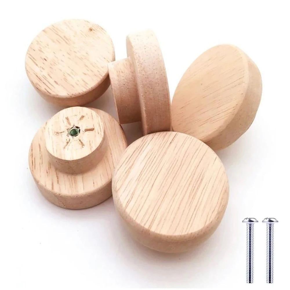 1-48pcs Wooden Handles Round Natural Solid Cabinet Drawer Knobs DIY Color Square Wood Wardrobe Cupboard Door Pulls Qme