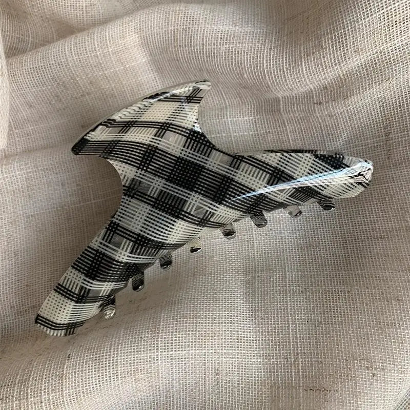 Elegant Plaid Series Acrylic Hair Claw Classic Retro Clips Trendy Qme A3