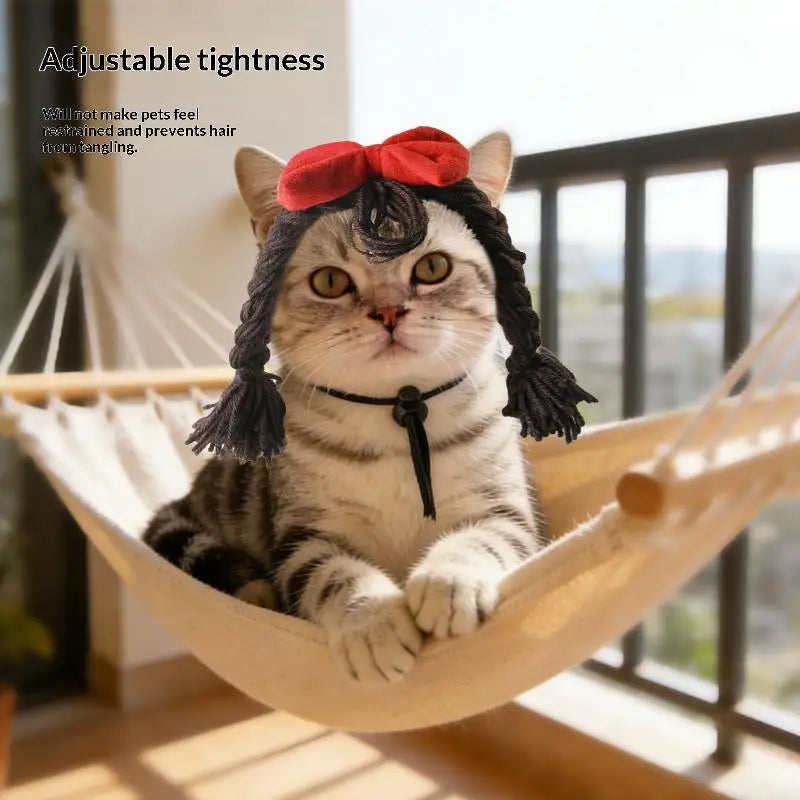 Dress Up Cat Dog Headgear Decoration Accessories Pet Supplies Wig Qme