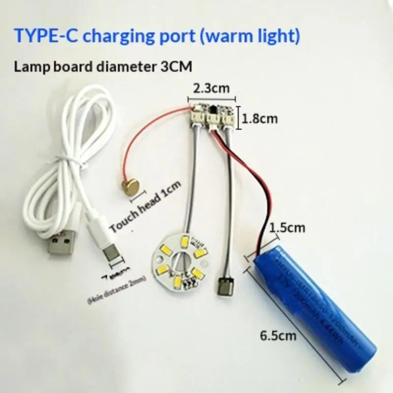 1 Set LED Light Panel Dimming Controller Remote Control 5V Light Source Three Color Change With ON/OFF Touch Switch Charge Typec Qme 3W Warm light