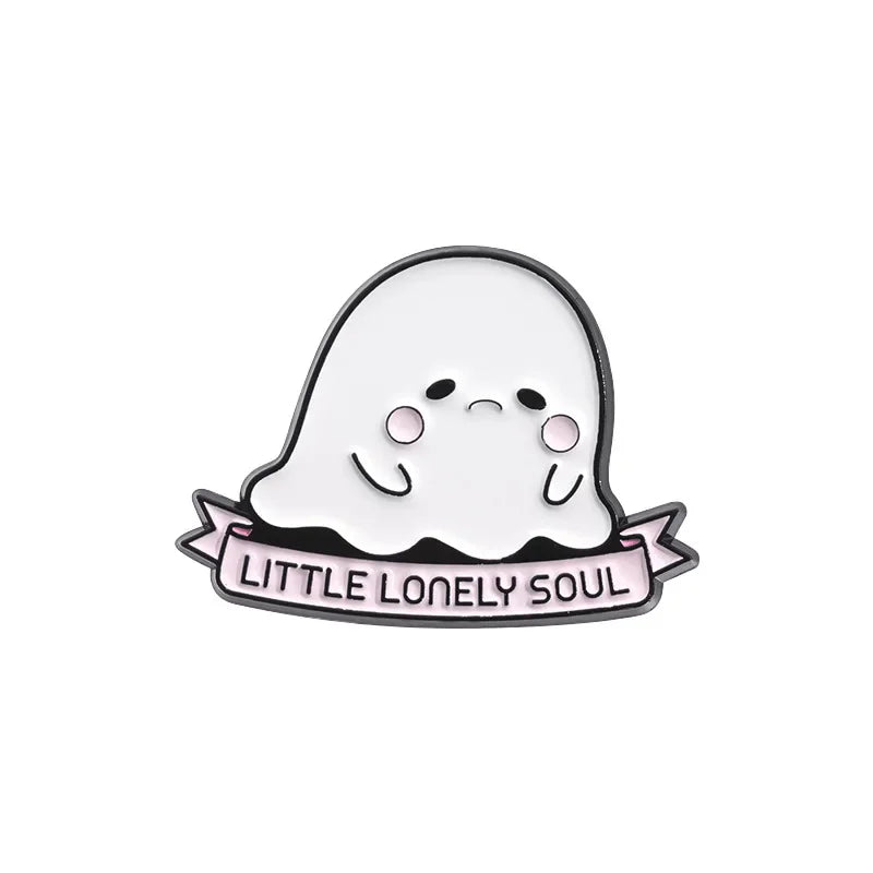Cartoon Sunglasses Ghost Boo Enamel Pins I'm a Free Spirit This is Boo Sheet Brooches Lapel Badge Spooky Jewelry Gifts Wholesale Qme style 4
