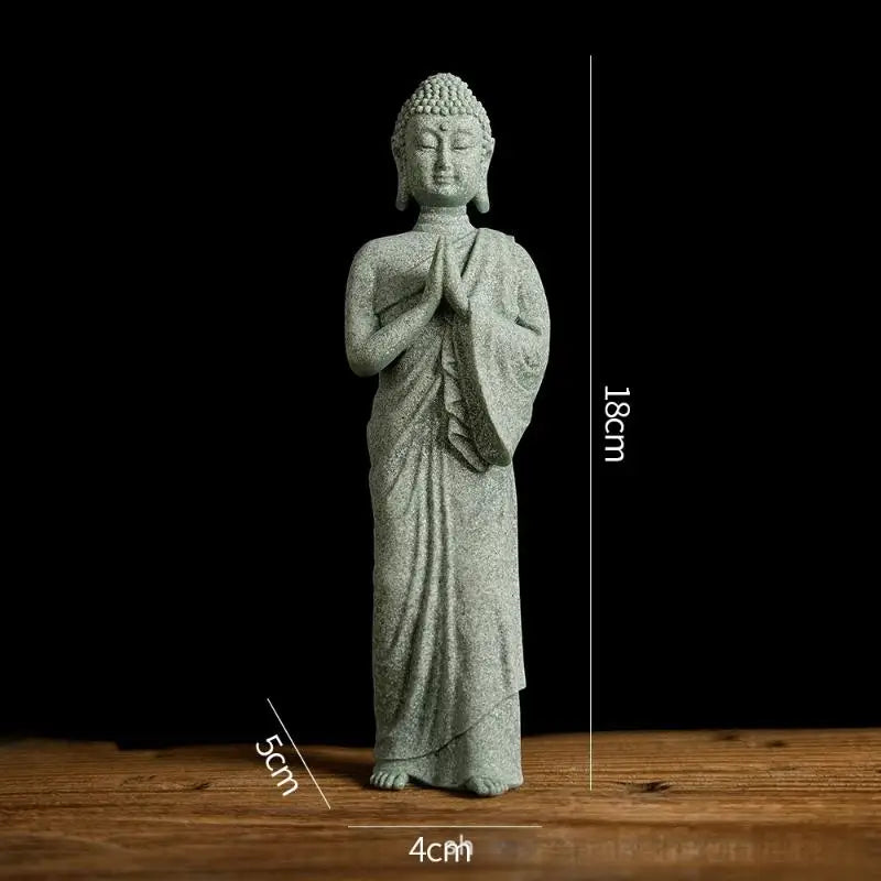 Mini Thai Green Sandstone Figurine Buddha Desk Decor Office Zen Qme A10