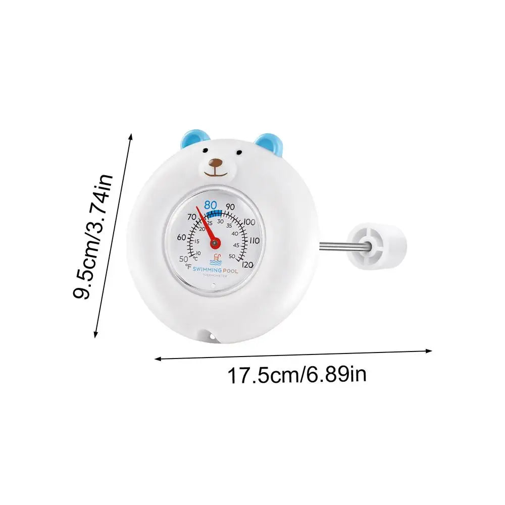 Pool Temperature Gauge Floating Cute Bear Floating Large Easy Read Gauge with String Kids Pool Accessories for Lake Beach Qme CN Bear