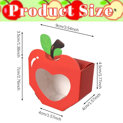 10/20Pcs Apple Window Candy Boxes Heart Winow Gift Box Mini Red Snack Sweet Paper Holder for School Birthday Wedding Party Favor Qme