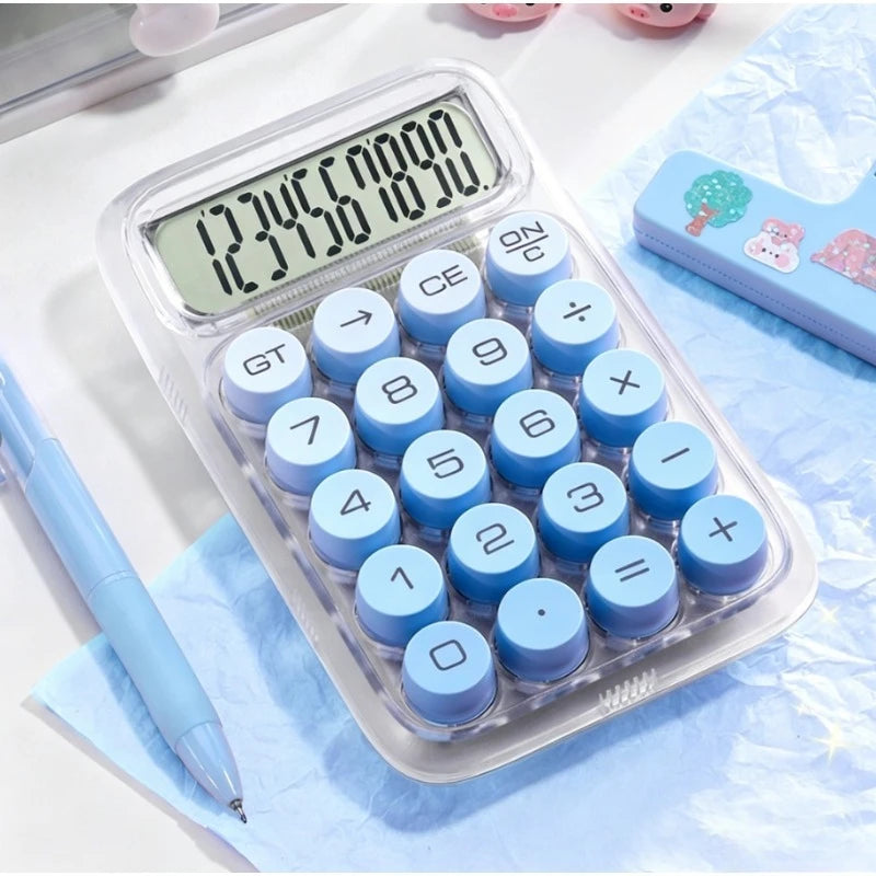 Calculator Office Commercial Transparent Dopamine Gradient Color Computer Cute High Appearance Level Calculator Qme blue