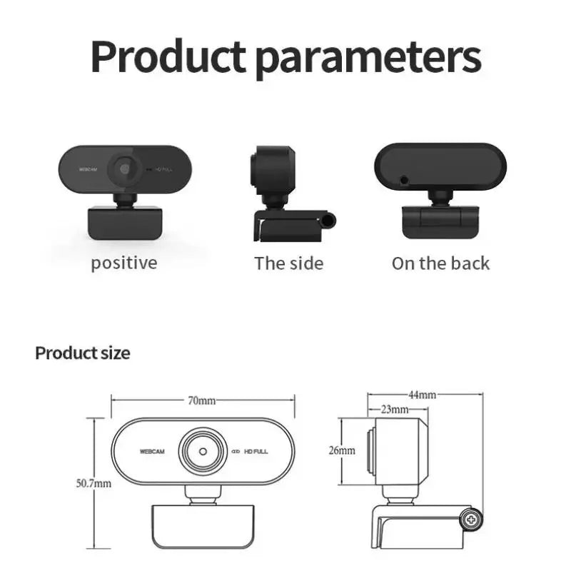 USB Webcam Desktop Built-in Mic Plug Play 360 Rotatable Work Home Qme