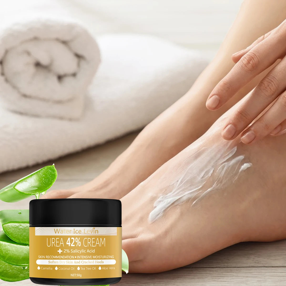 42% urea foot cream, containing 2% salicylic acid, coconut oil, and tea tree - enhances moisturizing and nourishes the skin Qme