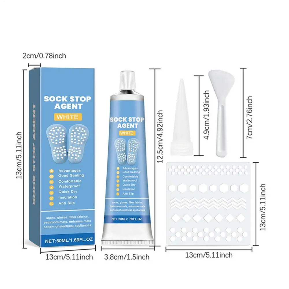 Sock Non-slip Adhesive Sock Stop Non Slip 3D Fabric Textile Liquid Paint 50ml Anti Slip Sock Stopper for Wool Socks Qme set