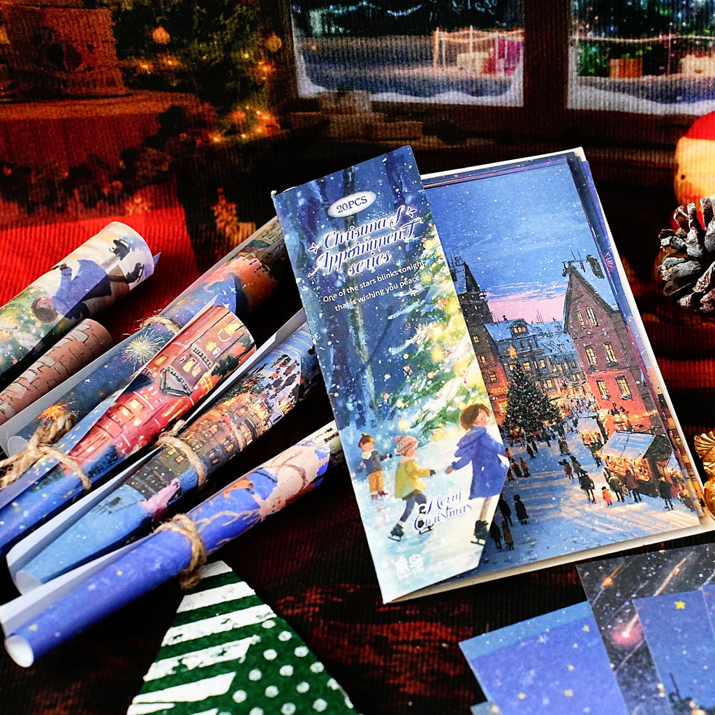 20 Sheets Christmas Theme Pattern Paper for Scrapbook DIY Gift Wrapping Card Making Art Craft Journaling Collage Background Qme