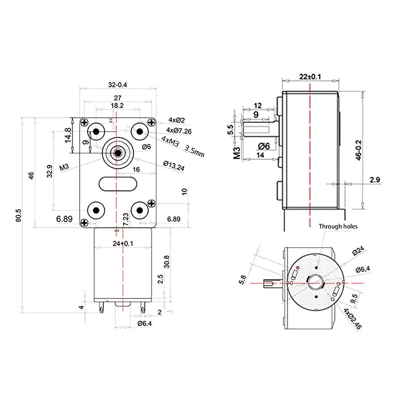 DC 12V Reduction Motor Electric Drive Motor 10RPM 18RPM 30RPM 40RPM 68RPM 90RPM Qme